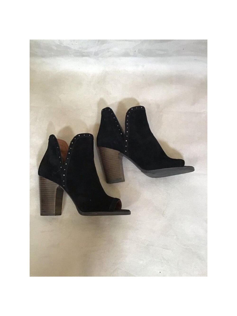 Lucky Brand Womens Libeth Booties 7.5 Ankle Boots Black Suede Studded Pull On - Picture 6 of 9